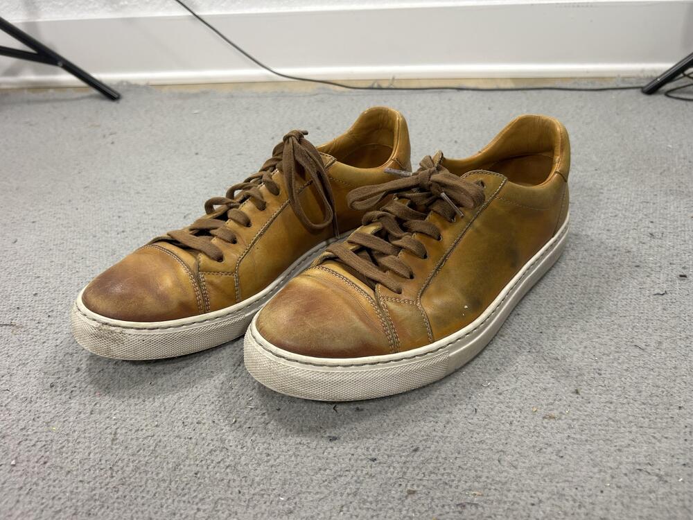 Magnanni Leather Sneakers Mens Size 9 Brown Low Top Casual Shoes Made in Spain